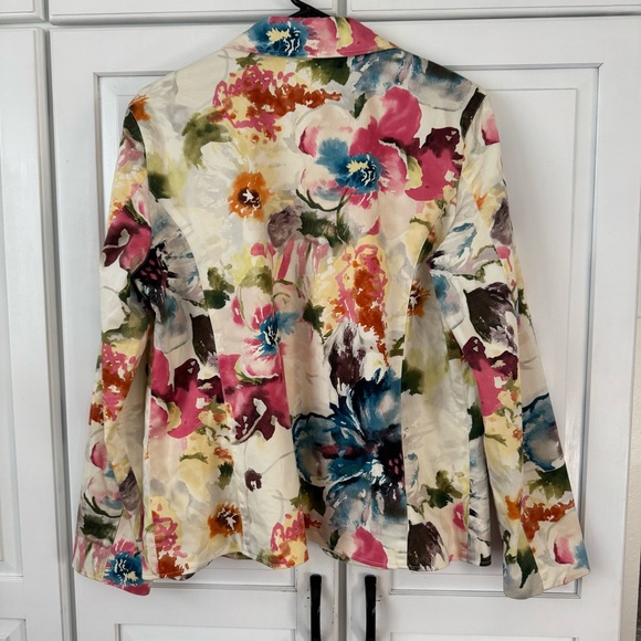 Coldwater‎ Creek Watercolor floral blazer jacket. Size Large - Picture 3 of 9